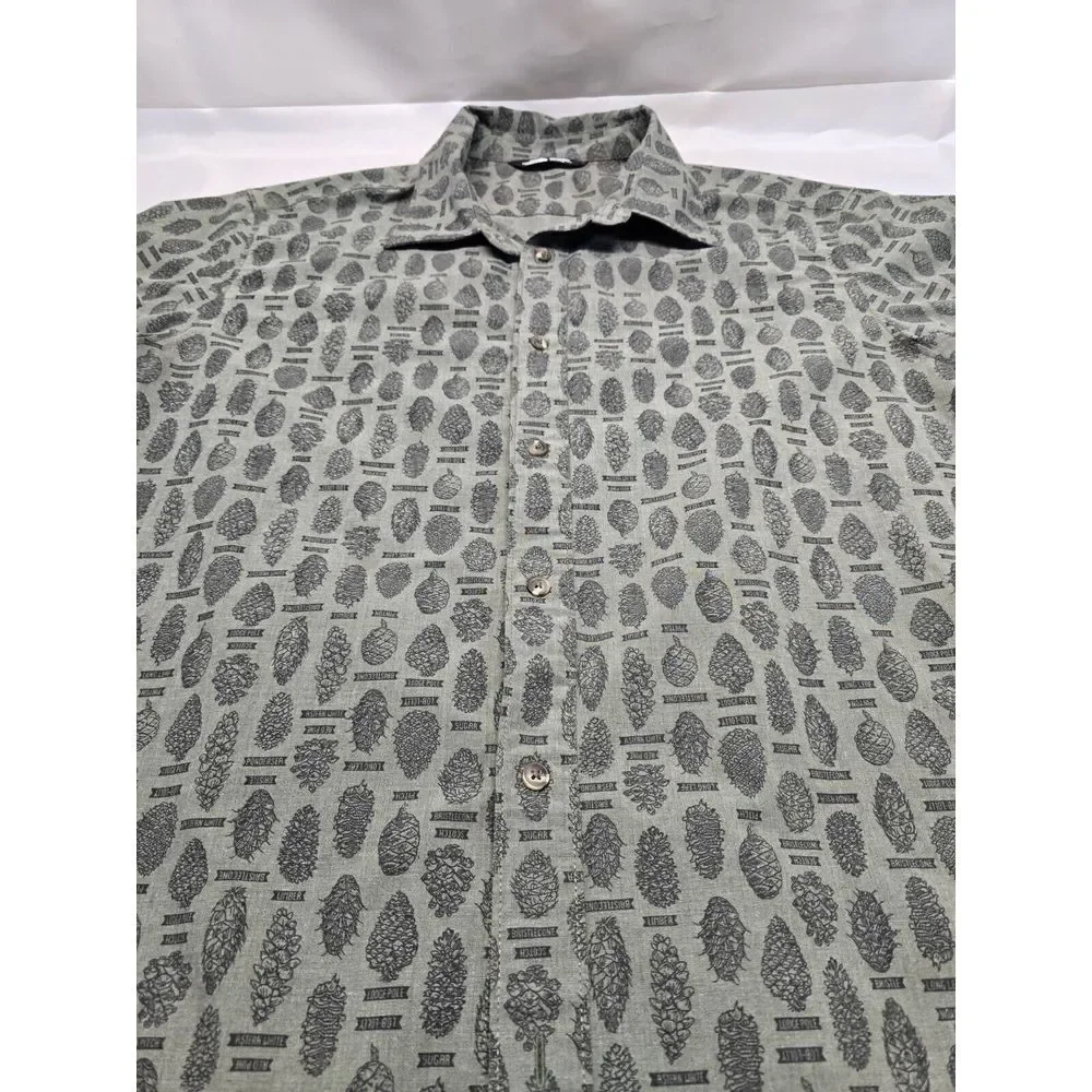 The North Face Green‎ Pinecone Button Up Short Sleeve Shirt 2XL Camp Outdoor